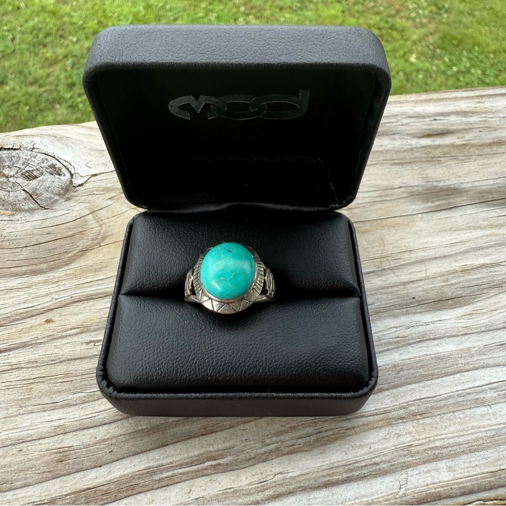 Harley Davidson Turquoise Ring Set In Sterling Silver